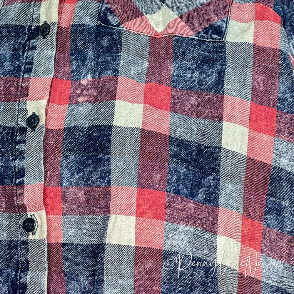 DizzyLizzy Plaid Distressed Button Down Shirt - Picture 9 of 9